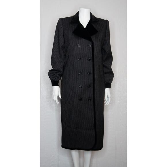 GIVENCHY NOUVELLE BOUTIQUE Vintage '80s Wool Double Breast Pinstripe Overcoat 36 - Picture 3 of 13